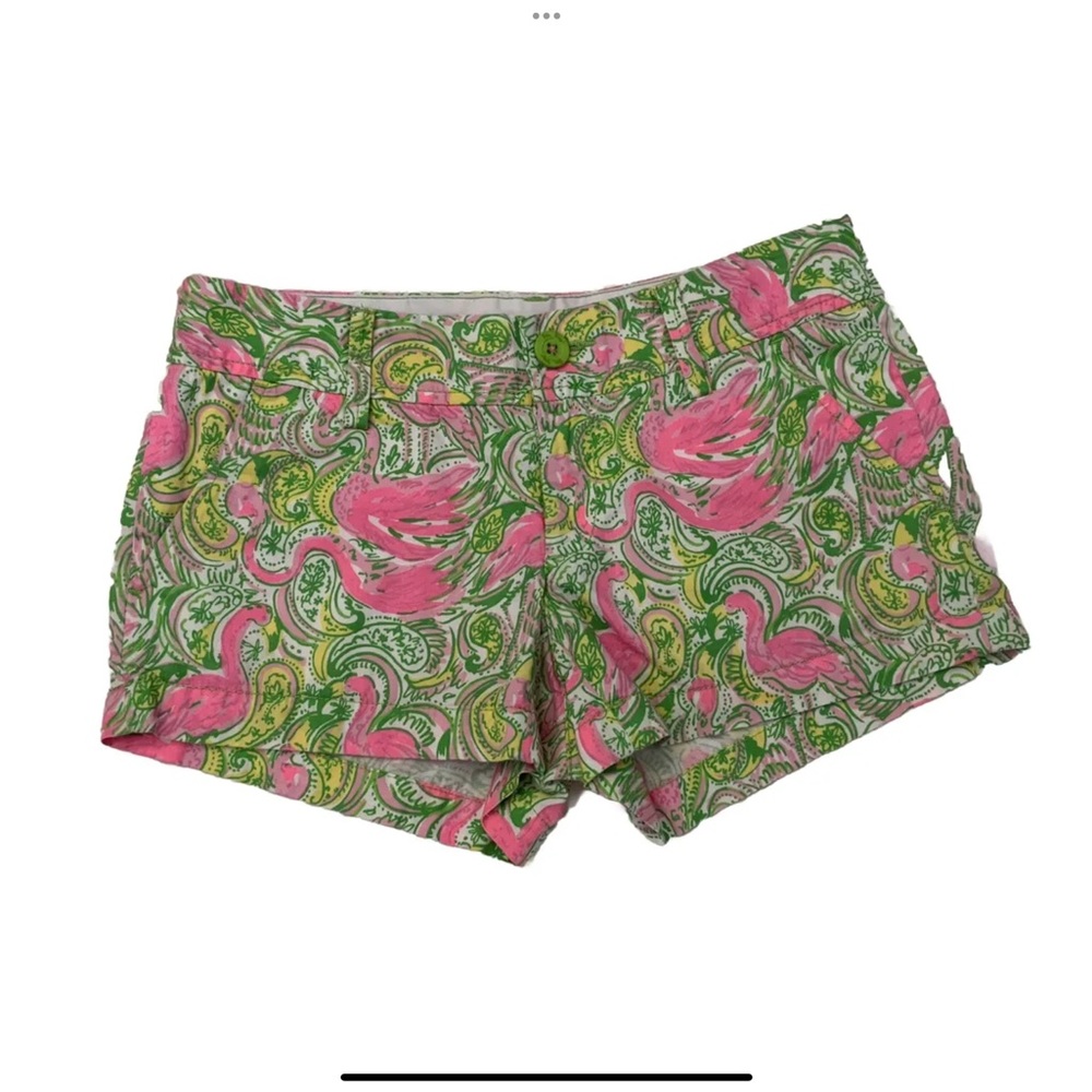 Lilly Pulitzer The Walsh Short In Hot Wings Flamingo Shorts Size 0 
Pink Green